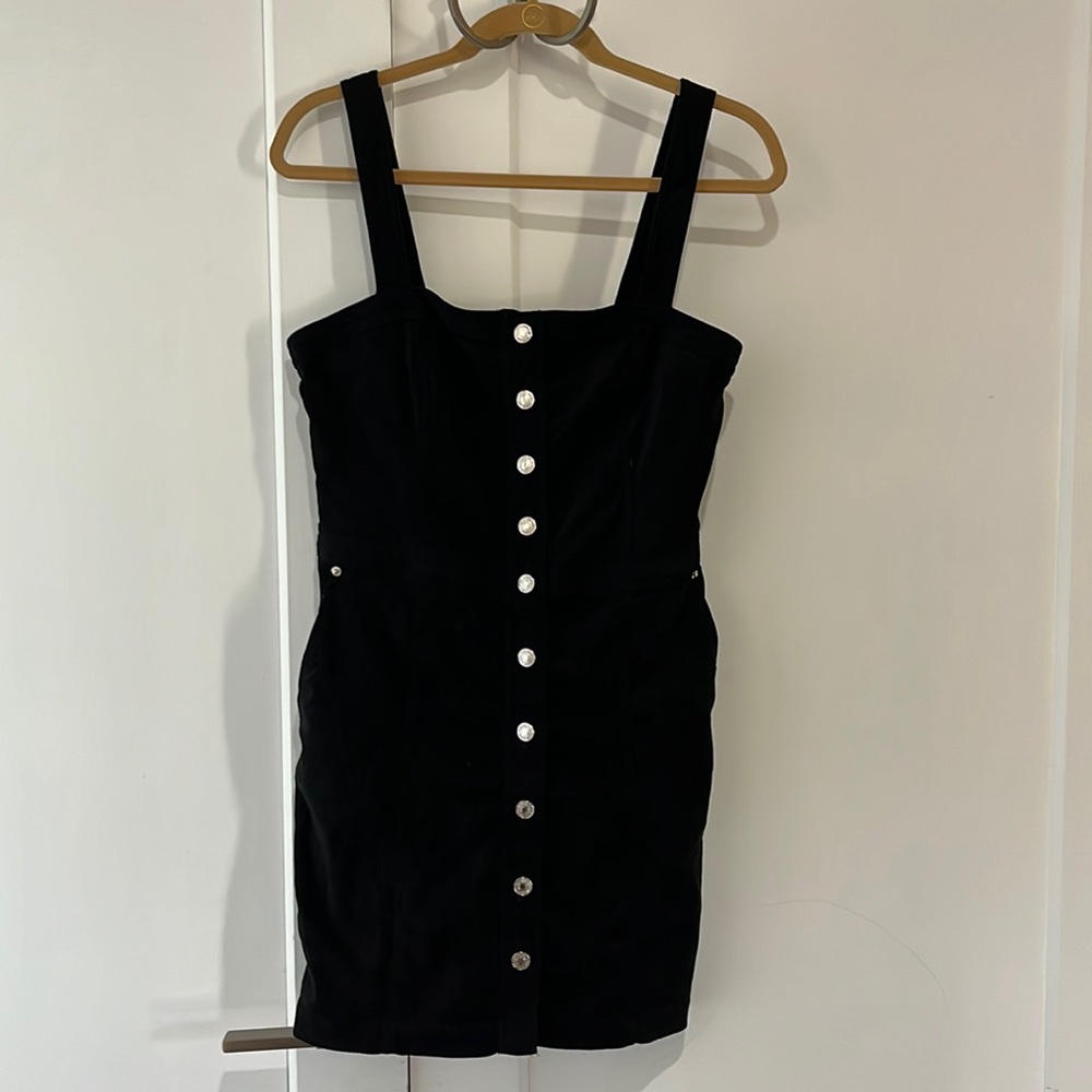 Abercrombie and Fitch medium black tank button up short mini velvet dress